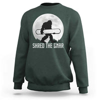Funny Bigfoot Snowboarding Sweatshirt Shred The Gnar Moon Snowboard - Wonder Print Shop