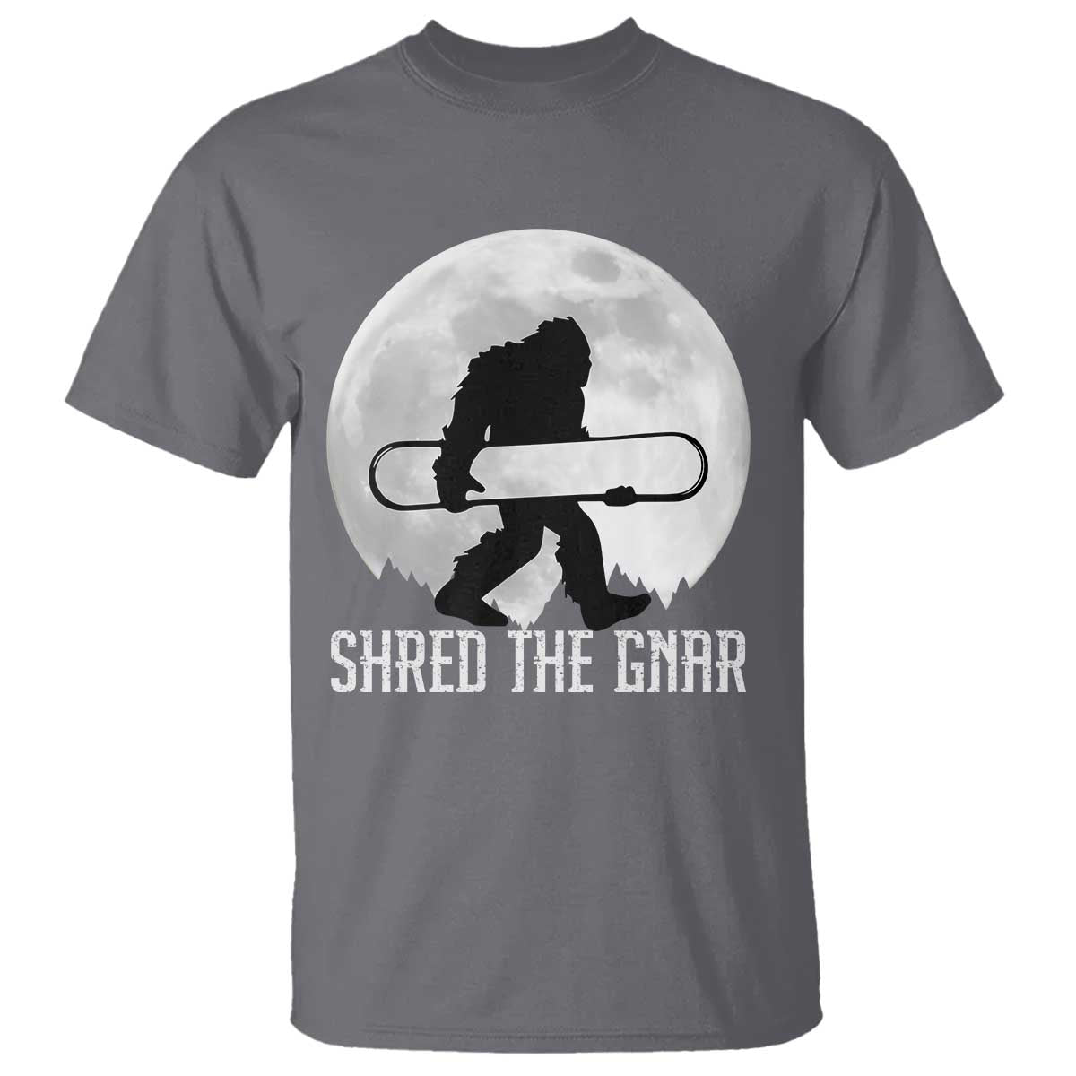 Funny Bigfoot Snowboarding T Shirt Shred The Gnar Moon Snowboard - Wonder Print Shop