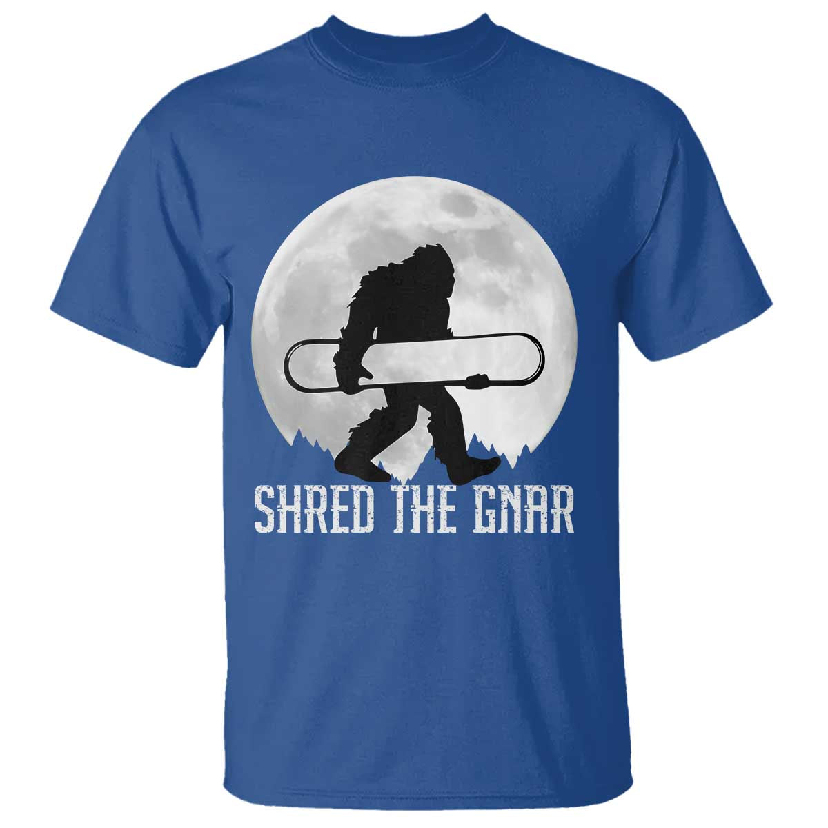 Funny Bigfoot Snowboarding T Shirt Shred The Gnar Moon Snowboard - Wonder Print Shop