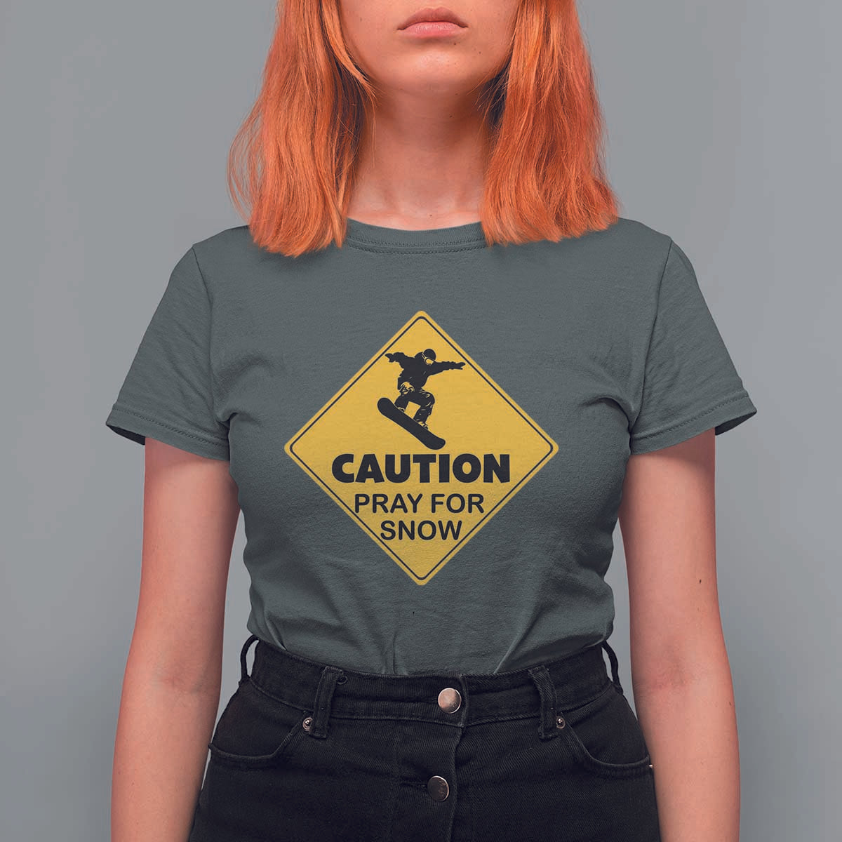 Funny Snowboarding T Shirt For Women Caution Pray For Snow Snowboard - Wonder Print Shop