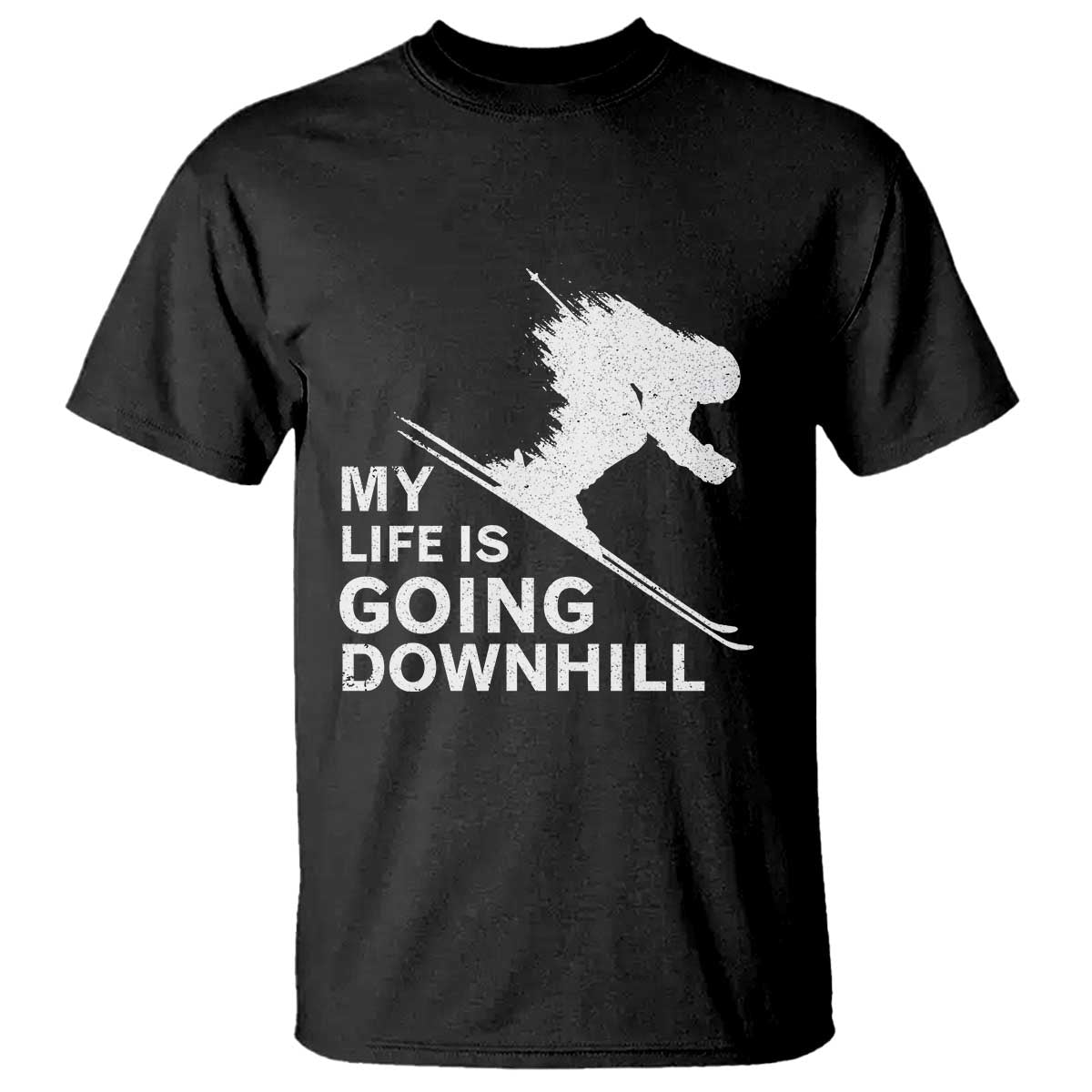 Funny Skiing T Shirt My Life Is Going Downhill Skier - Wonder Print Shop