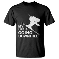 Funny Skiing T Shirt My Life Is Going Downhill Skier - Wonder Print Shop