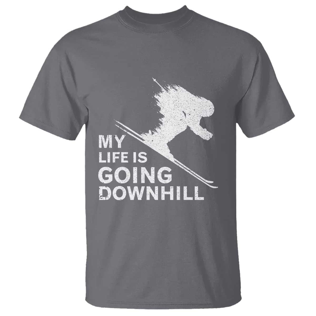 Funny Skiing T Shirt My Life Is Going Downhill Skier - Wonder Print Shop
