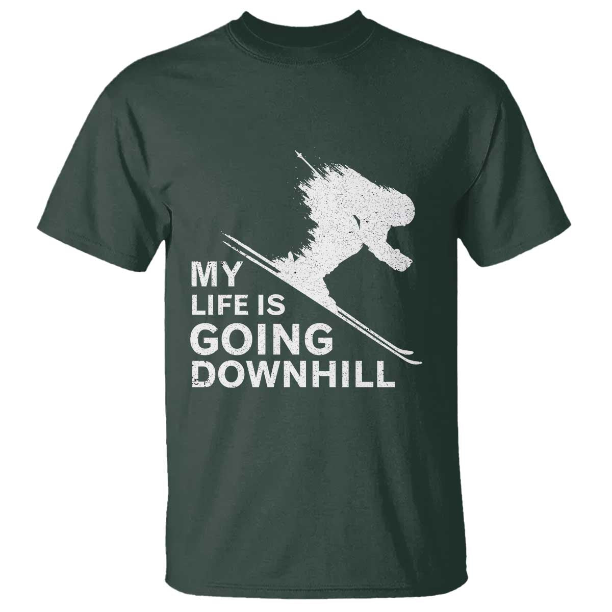 Funny Skiing T Shirt My Life Is Going Downhill Skier - Wonder Print Shop