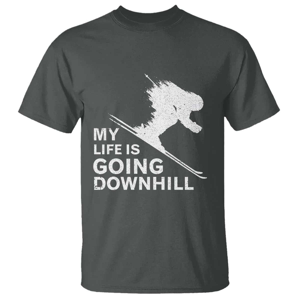 Funny Skiing T Shirt My Life Is Going Downhill Skier - Wonder Print Shop