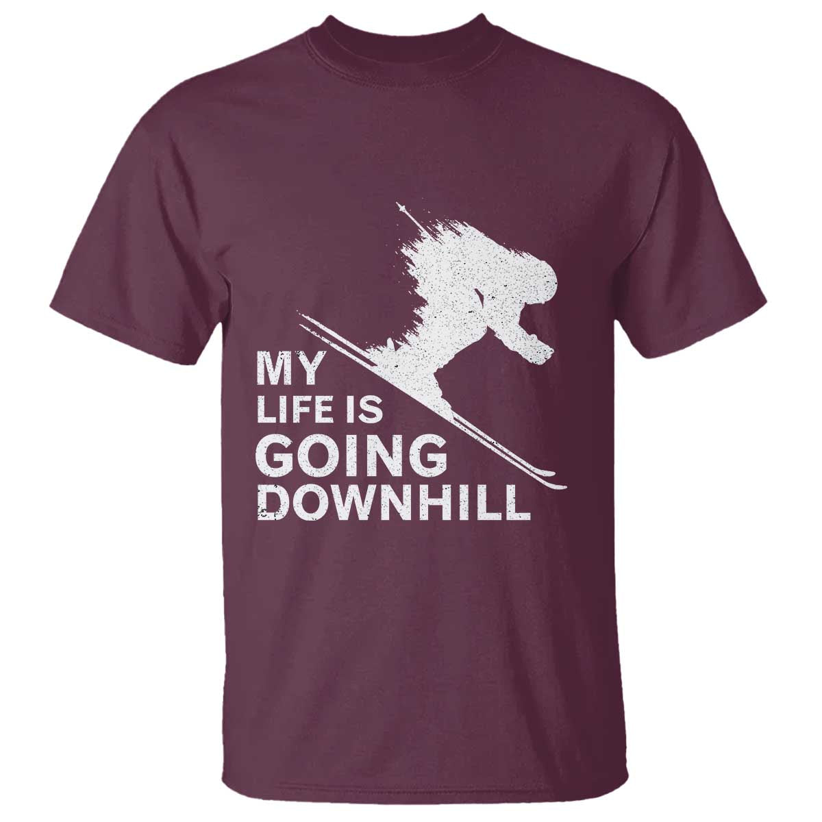 Funny Skiing T Shirt My Life Is Going Downhill Skier - Wonder Print Shop