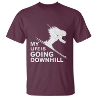 Funny Skiing T Shirt My Life Is Going Downhill Skier - Wonder Print Shop