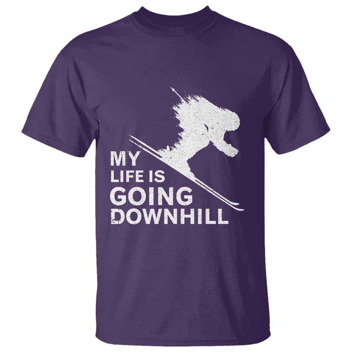 Funny Skiing T Shirt My Life Is Going Downhill Skier - Wonder Print Shop