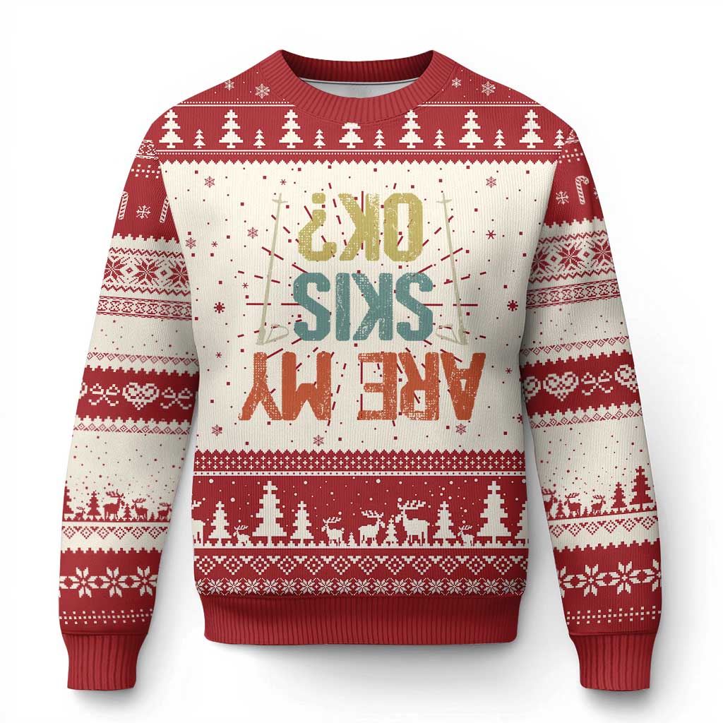 Funny Skiing Ugly Christmas Sweater Are My Skis Ok Winter Sport Downhill Skier - Wonder Print Shop