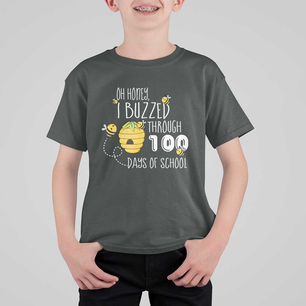 Funny 100th Day Of School Bee T Shirt For Kid Oh Honey I Buzzed Through 100 Days Of School