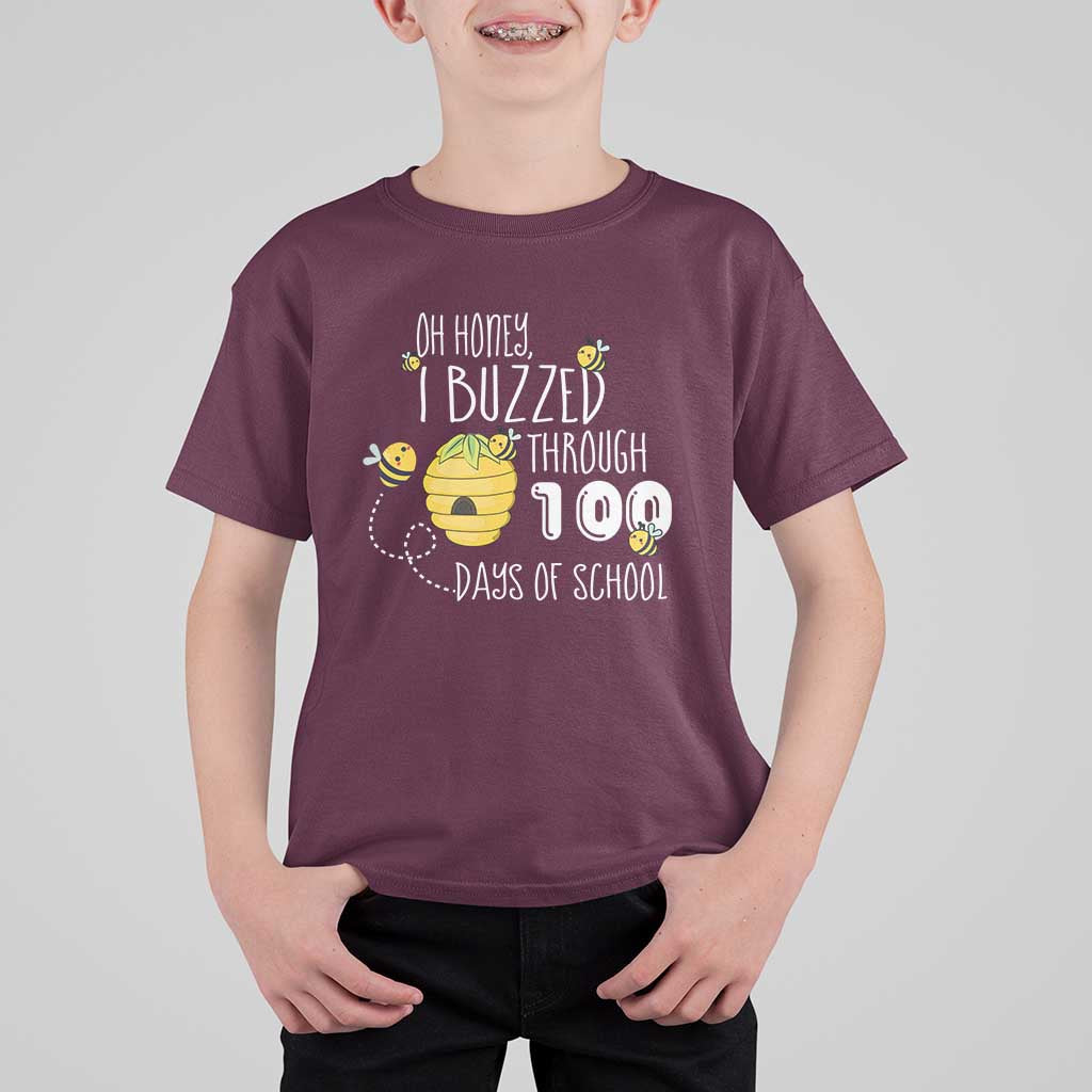 Funny 100th Day Of School Bee T Shirt For Kid Oh Honey I Buzzed Through 100 Days Of School