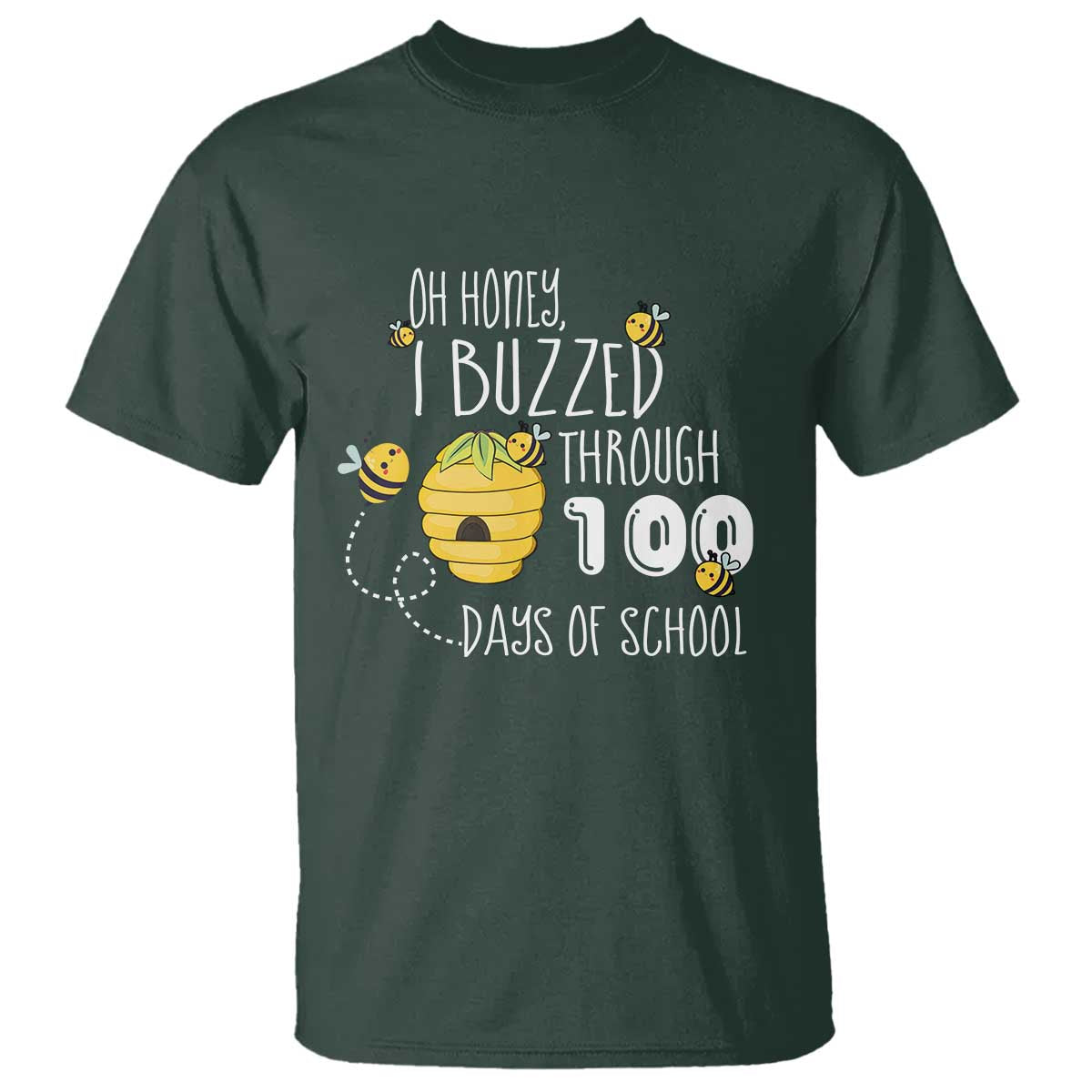 Funny 100th Day Of School Bee T Shirt Oh Honey I Buzzed Through 100 Days Of School