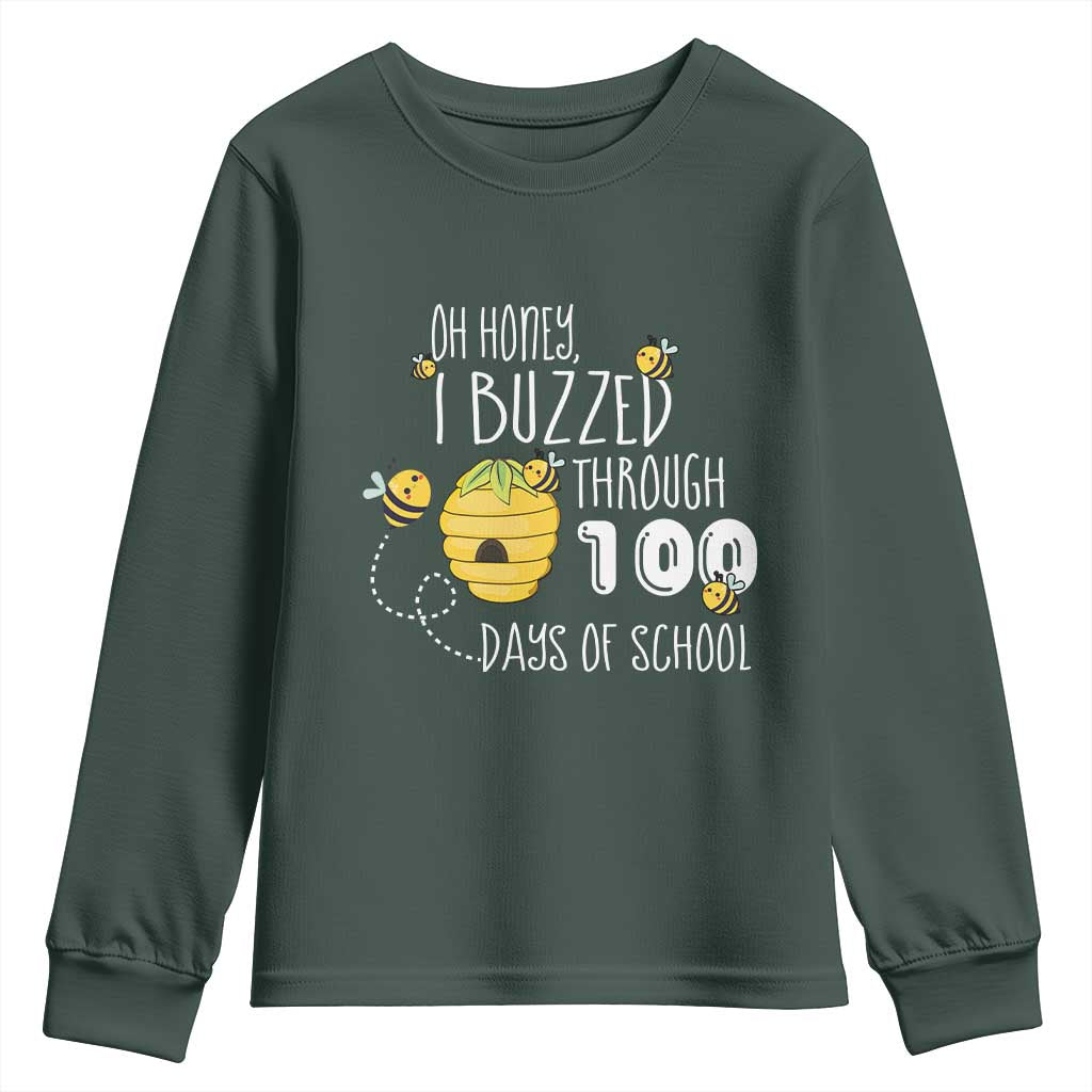 Funny 100th Day Of School Bee Youth Sweatshirt Oh Honey I Buzzed Through 100 Days Of School