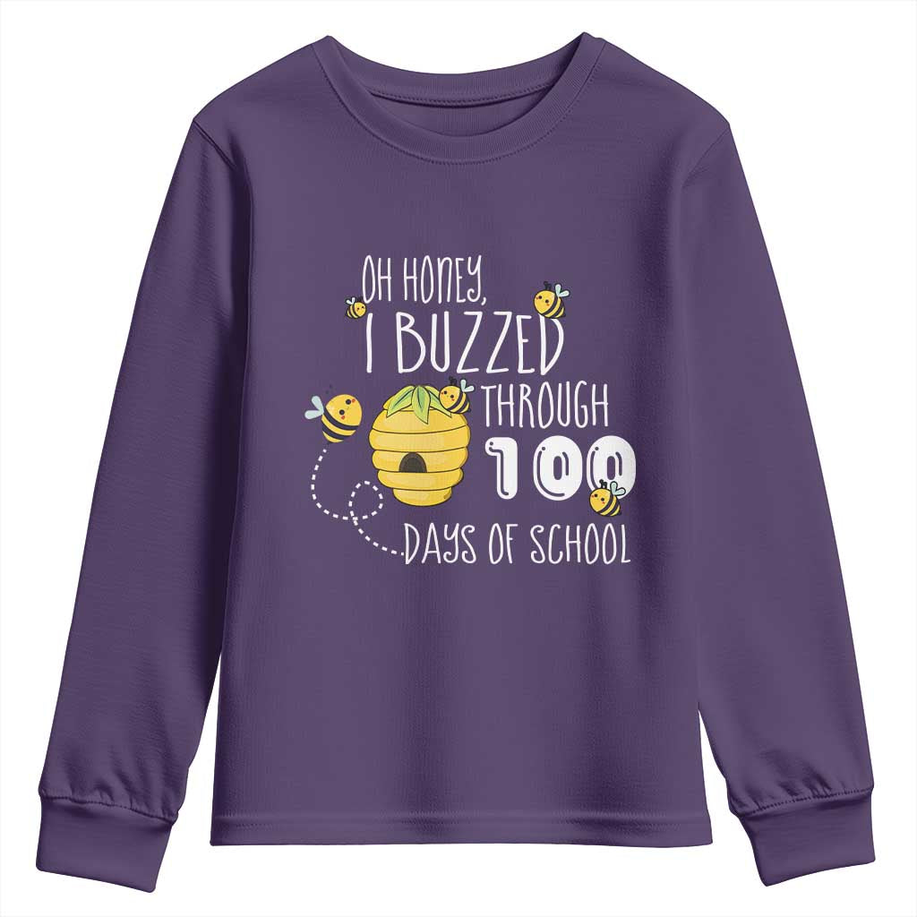 Funny 100th Day Of School Bee Youth Sweatshirt Oh Honey I Buzzed Through 100 Days Of School