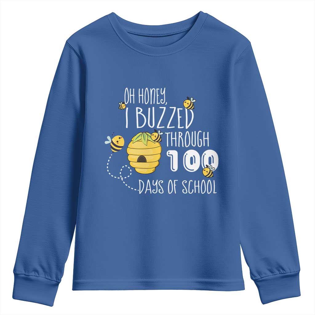Funny 100th Day Of School Bee Youth Sweatshirt Oh Honey I Buzzed Through 100 Days Of School