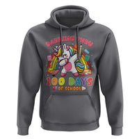 Funny Dabbing Thru 100 Days Of School Hoodie Dabbing Unicorn Rainbow
