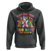 Funny Dabbing Thru 100 Days Of School Hoodie Dabbing Unicorn Rainbow