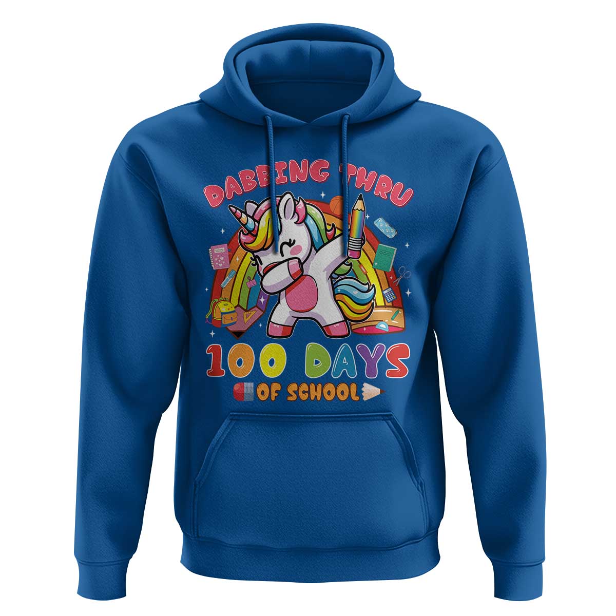 Funny Dabbing Thru 100 Days Of School Hoodie Dabbing Unicorn Rainbow