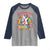 Funny Dabbing Thru 100 Days Of School Raglan Shirt Dabbing Unicorn Rainbow