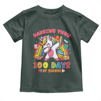 Funny Dabbing Thru 100 Days Of School Toddler T Shirt Dabbing Unicorn Rainbow