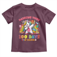 Funny Dabbing Thru 100 Days Of School Toddler T Shirt Dabbing Unicorn Rainbow