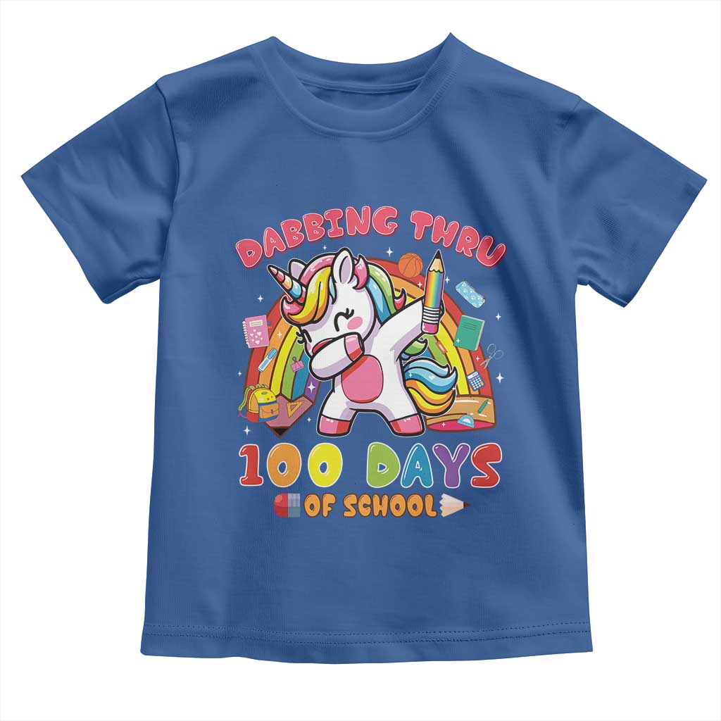 Funny Dabbing Thru 100 Days Of School Toddler T Shirt Dabbing Unicorn Rainbow