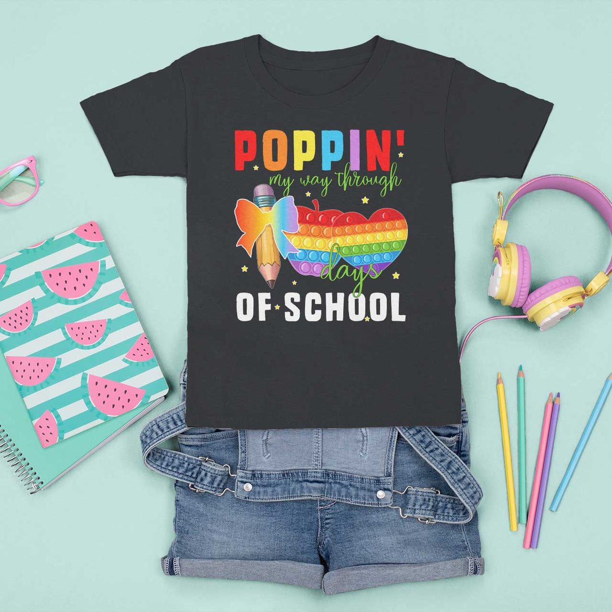 Funny Poppin' My Way Through 100 Day T Shirt For Kid