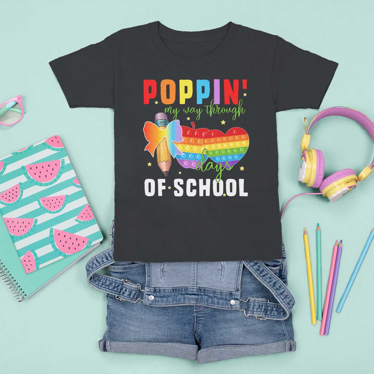 Funny Poppin' My Way Through 100 Day T Shirt For Kid