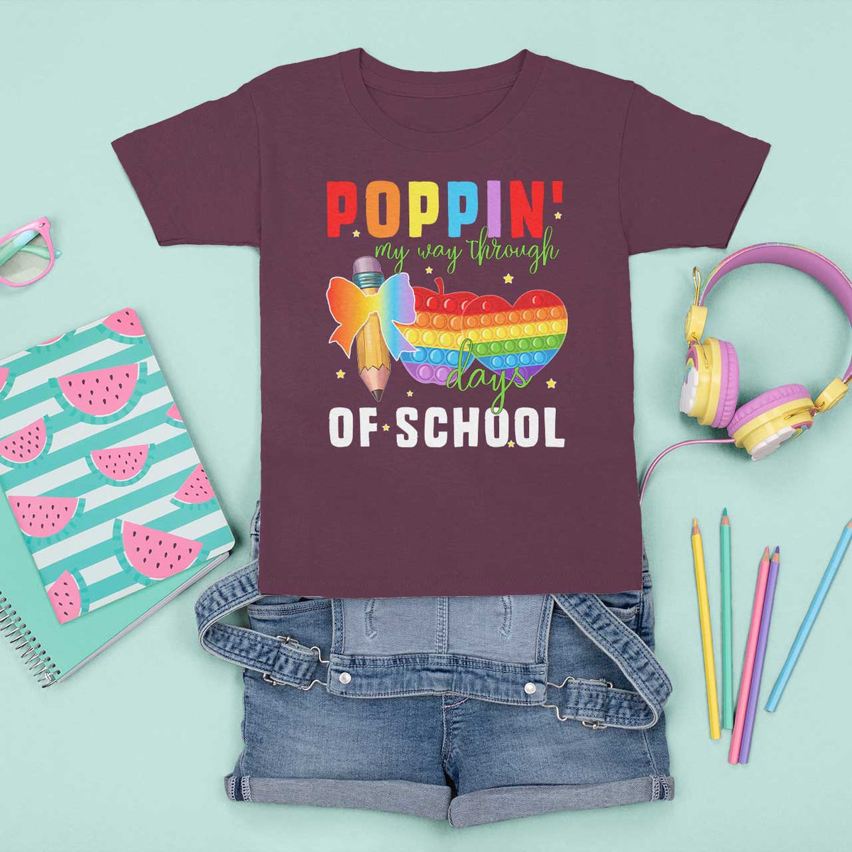 Funny Poppin' My Way Through 100 Day T Shirt For Kid