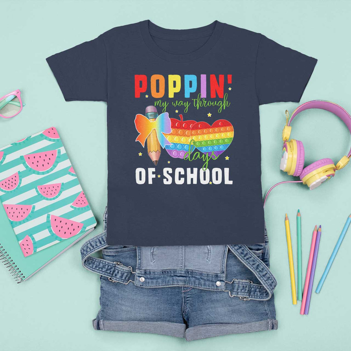 Funny Poppin' My Way Through 100 Day T Shirt For Kid