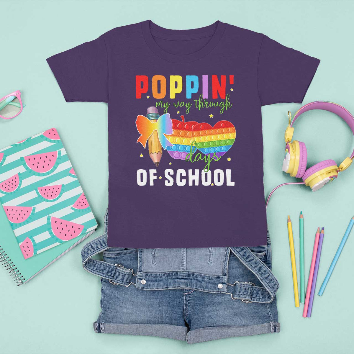 Funny Poppin' My Way Through 100 Day T Shirt For Kid