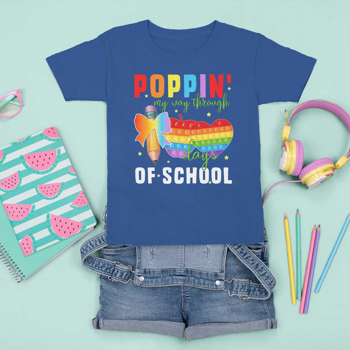 Funny Poppin' My Way Through 100 Day T Shirt For Kid