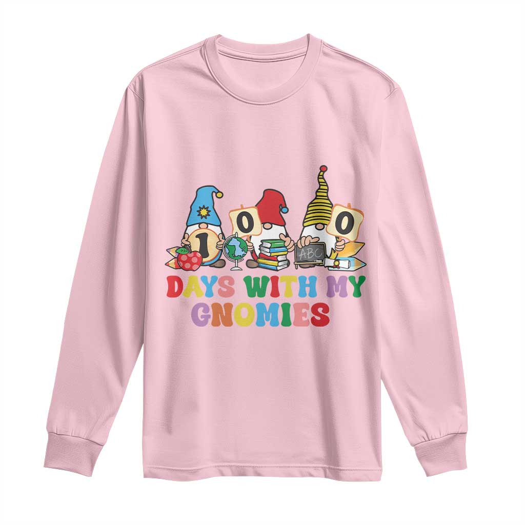 Funny 100 Days With My Gnomies Long Sleeve Shirt 100th Day of School