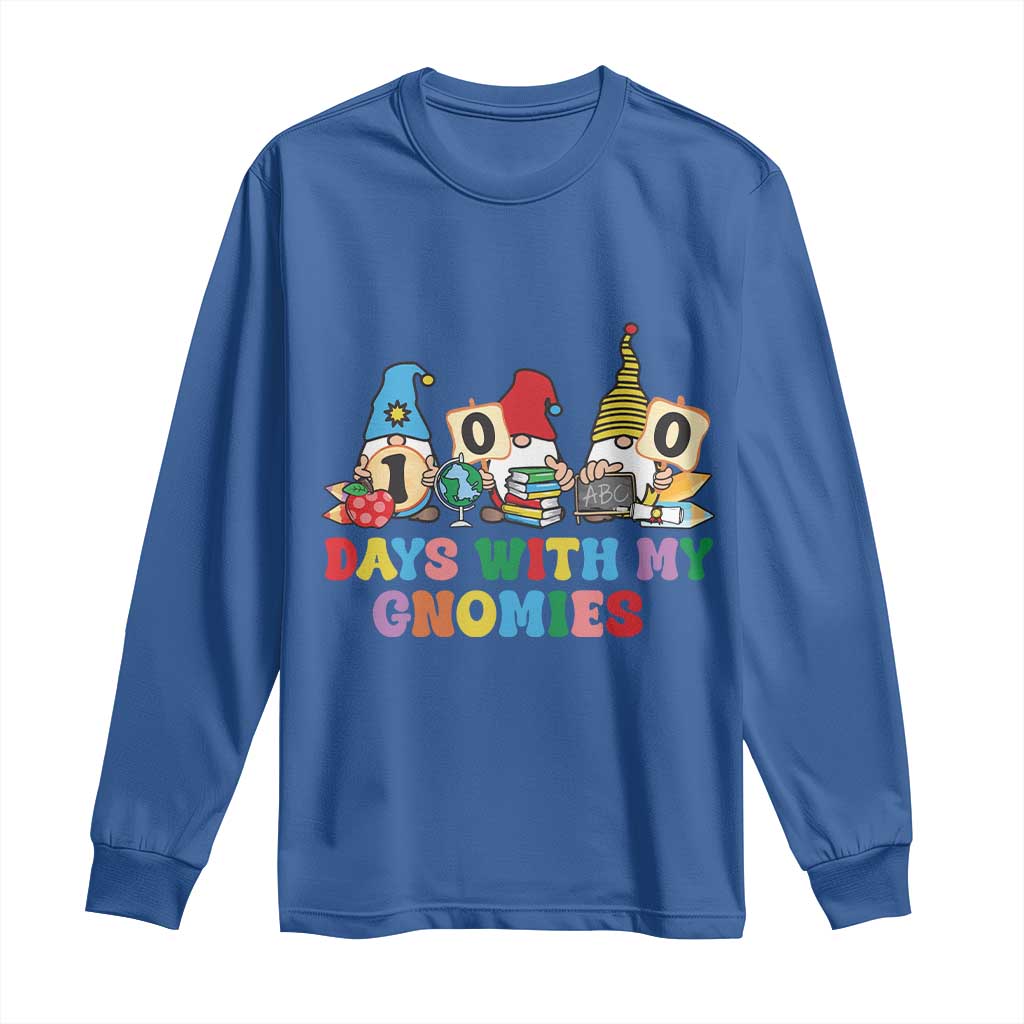 Funny 100 Days With My Gnomies Long Sleeve Shirt 100th Day of School