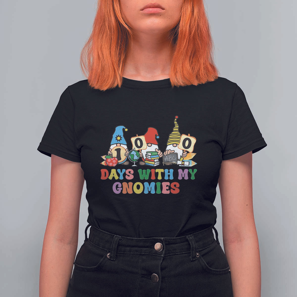 Funny 100 Days With My Gnomies T Shirt For Women 100th Day of School