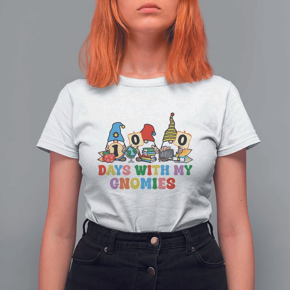 Funny 100 Days With My Gnomies T Shirt For Women 100th Day of School
