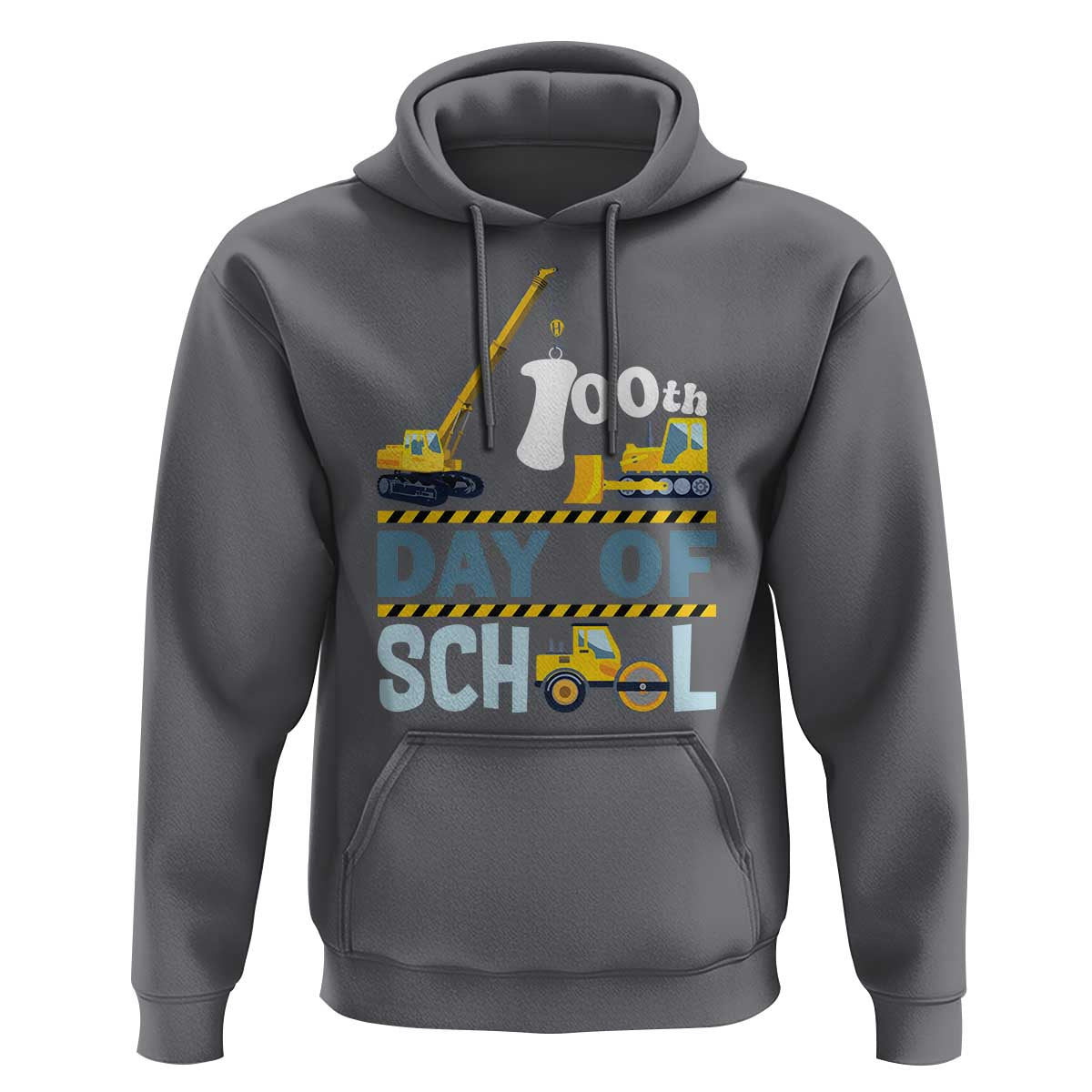 Funny 100TH Days Of School Construction Hoodie Vehicle Excavators