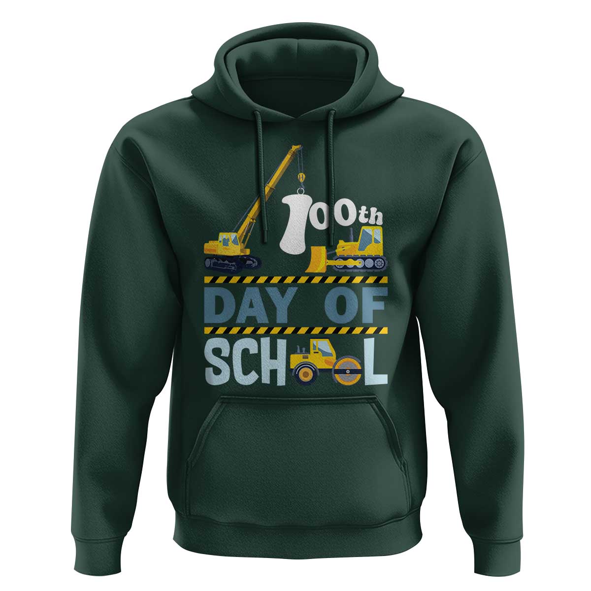 Funny 100TH Days Of School Construction Hoodie Vehicle Excavators