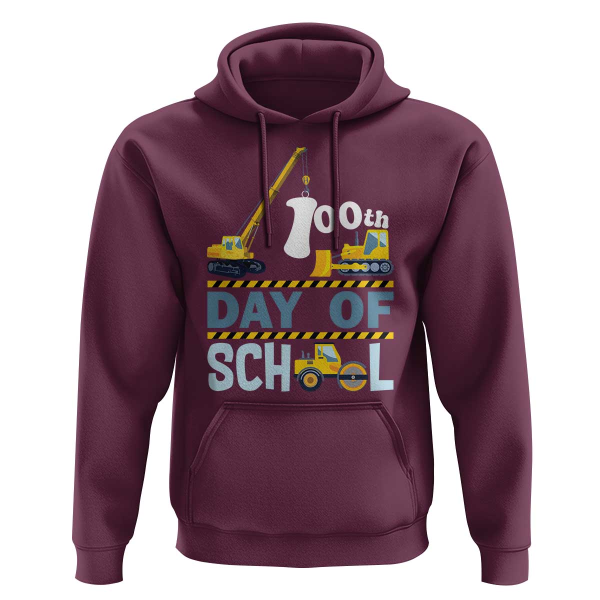 Funny 100TH Days Of School Construction Hoodie Vehicle Excavators