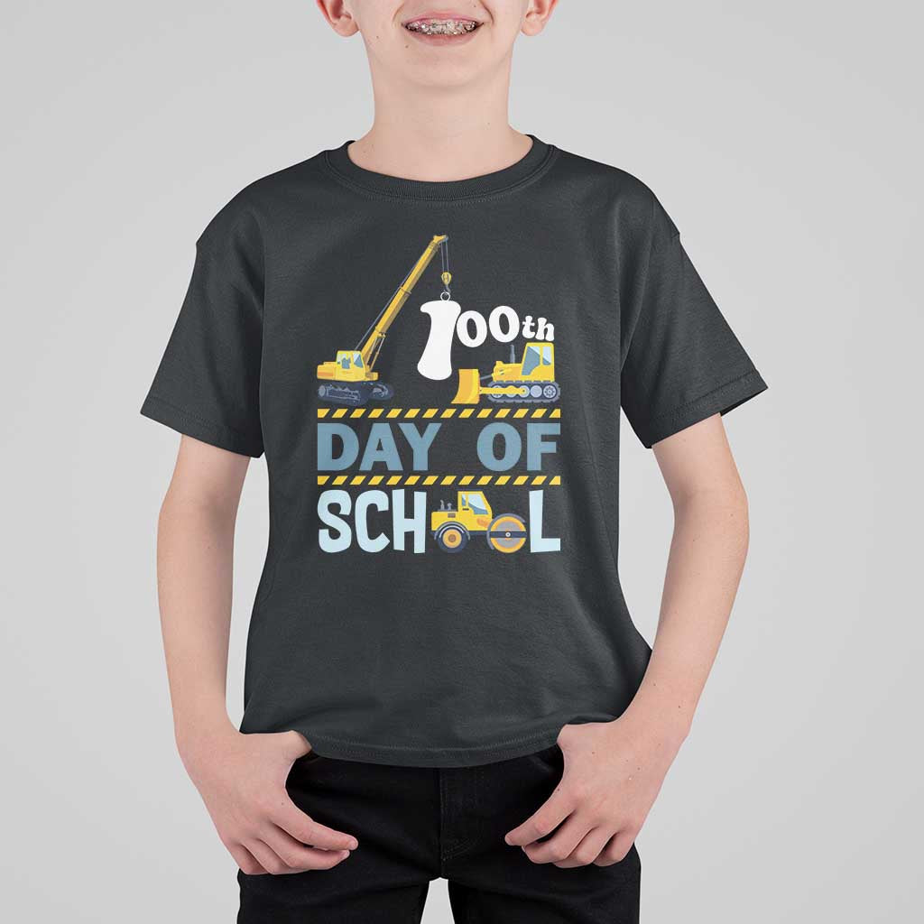 Funny 100TH Days Of School Construction T Shirt For Kid Vehicle Excavators