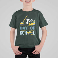 Funny 100TH Days Of School Construction T Shirt For Kid Vehicle Excavators