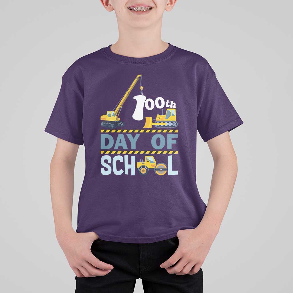 Funny 100TH Days Of School Construction T Shirt For Kid Vehicle Excavators