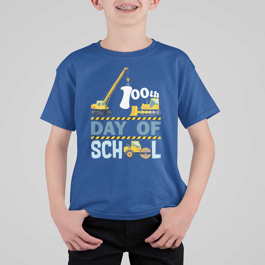 Funny 100TH Days Of School Construction T Shirt For Kid Vehicle Excavators
