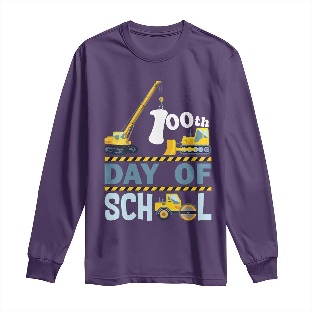 Funny 100TH Days Of School Construction Long Sleeve Shirt Vehicle Excavators