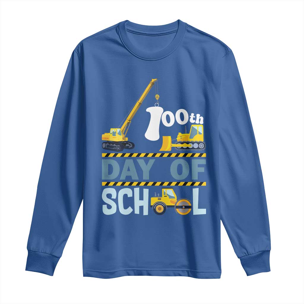 Funny 100TH Days Of School Construction Long Sleeve Shirt Vehicle Excavators