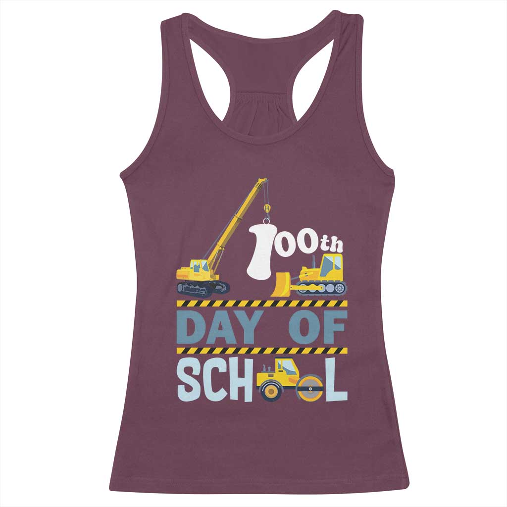 Funny 100TH Days Of School Construction Racerback Tank Top Vehicle Excavators