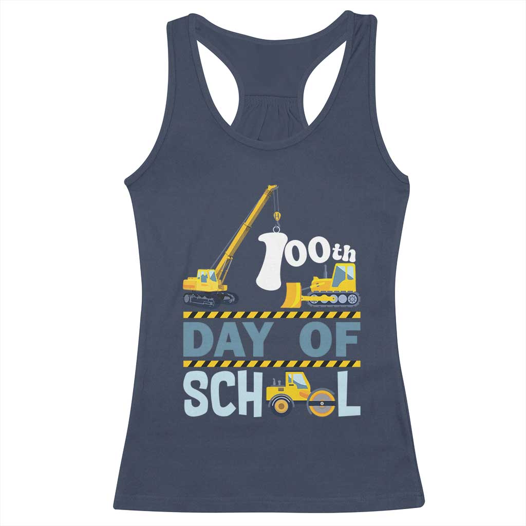 Funny 100TH Days Of School Construction Racerback Tank Top Vehicle Excavators