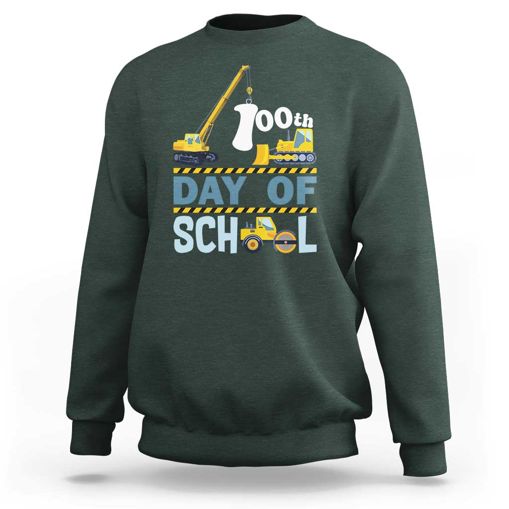 Funny 100TH Days Of School Construction Sweatshirt Vehicle Excavators