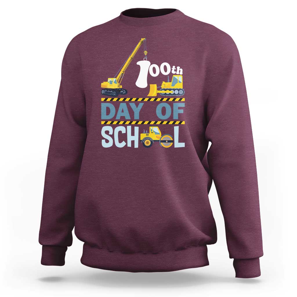 Funny 100TH Days Of School Construction Sweatshirt Vehicle Excavators