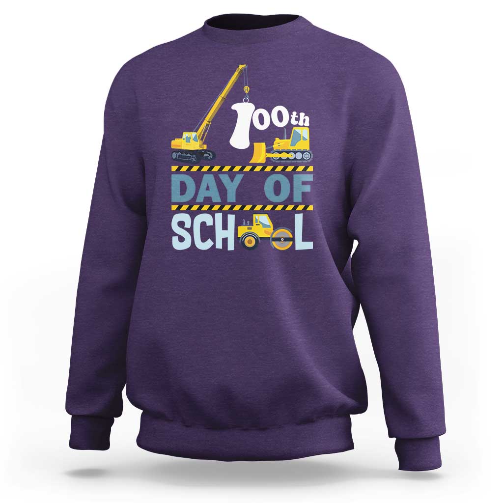Funny 100TH Days Of School Construction Sweatshirt Vehicle Excavators